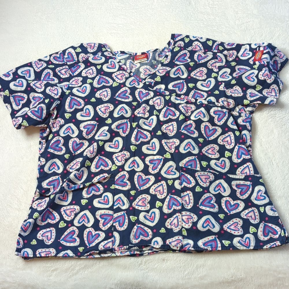 Dickies V Neck Pockets Cotton scrub top size M